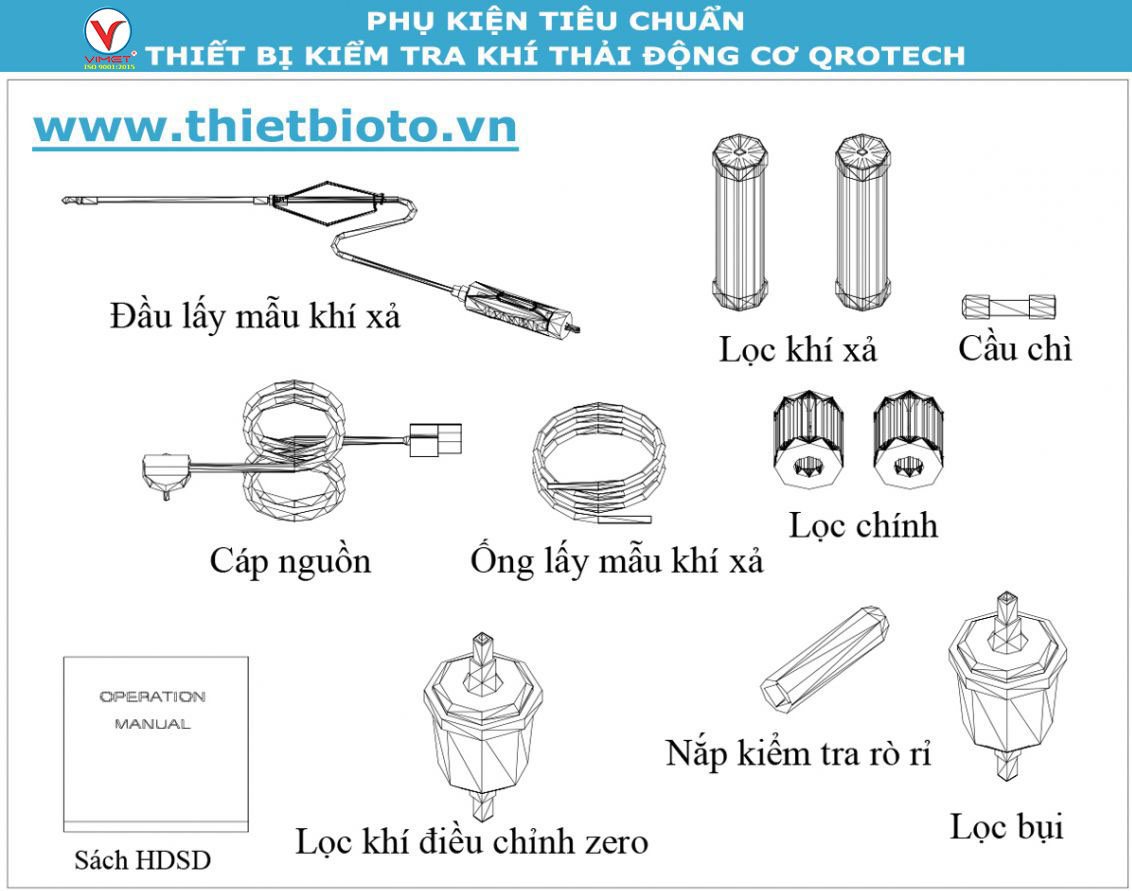 Thiết bị kiểm tra khí thải động cơ xăng ( ô tô, xe máy ) Qrotech QRO-402 4 khí